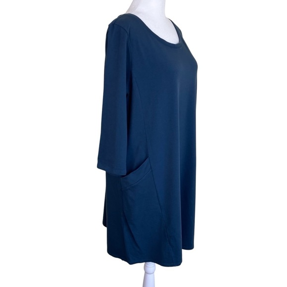 J. Jill‎ Pure Jill Womens Scoop Neck A-Line Dress Pima Cotton Ocean Blue Sz L - Picture 7 of 16